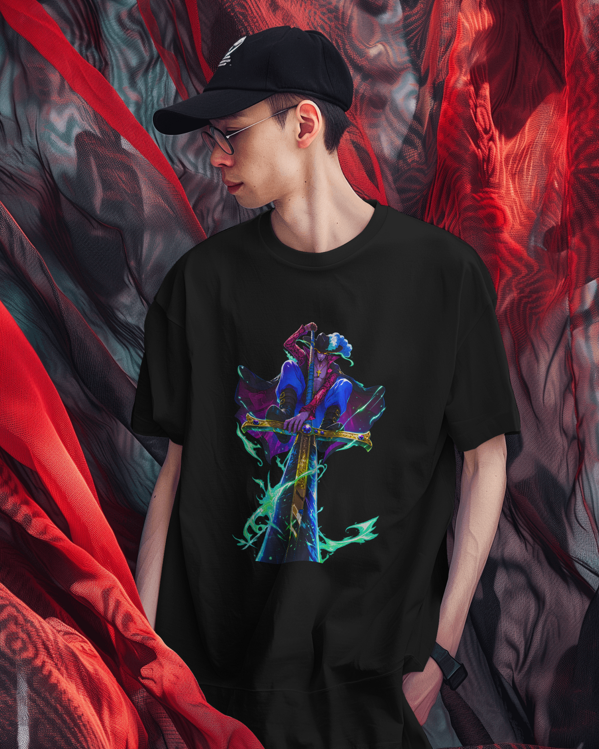 Dracule Mihawk One Piece Premium Oversized T-Shirt – World’s Strongest Swordsman Design