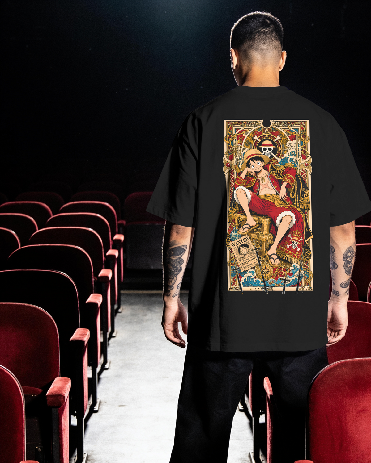 Monkey D. Luffy One Piece Premium Oversized T-Shirt – Wanted Card Design