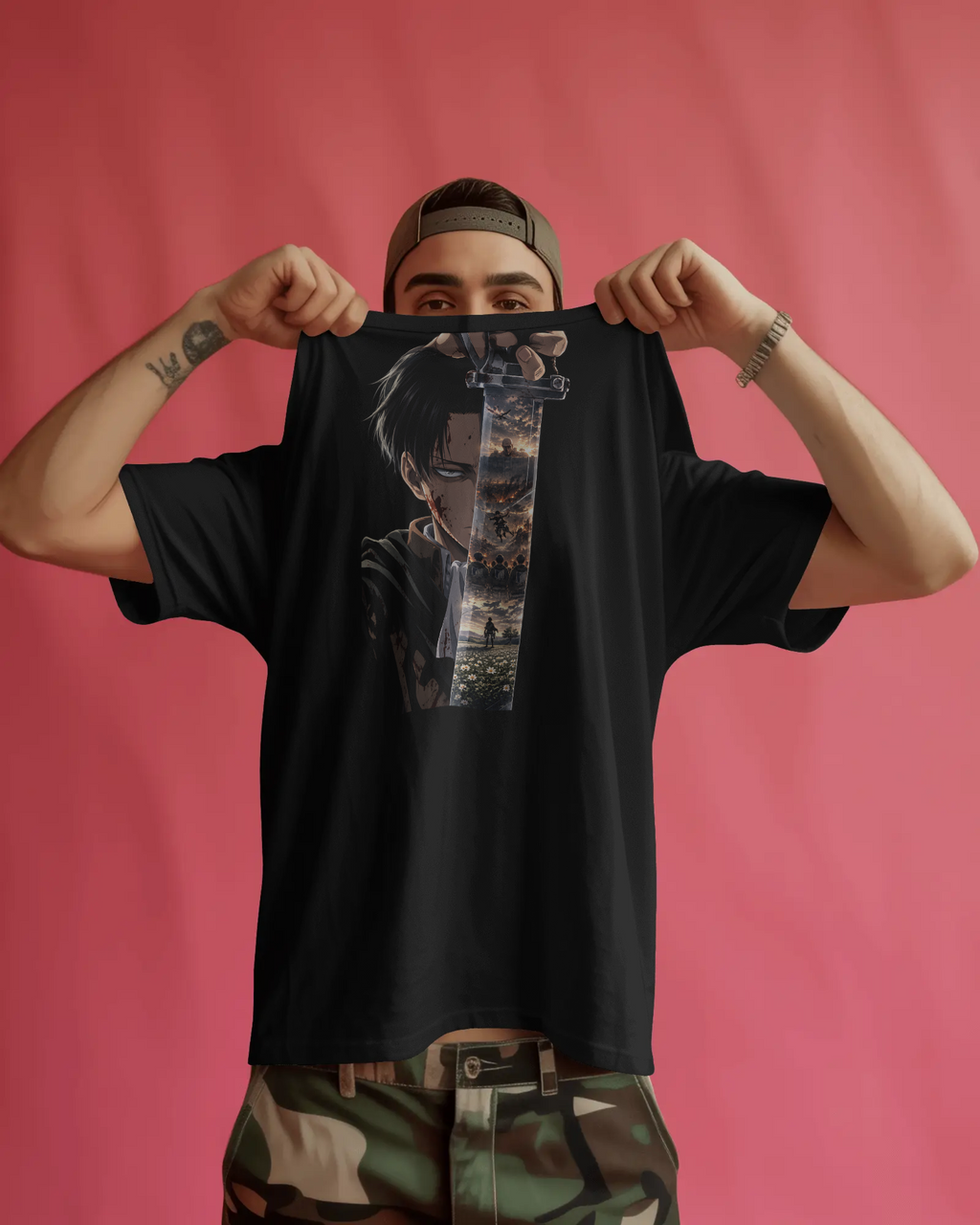 Levi Ackerman Attack on Titan Premium Oversized T-Shirt – Humanity’s Strongest Design