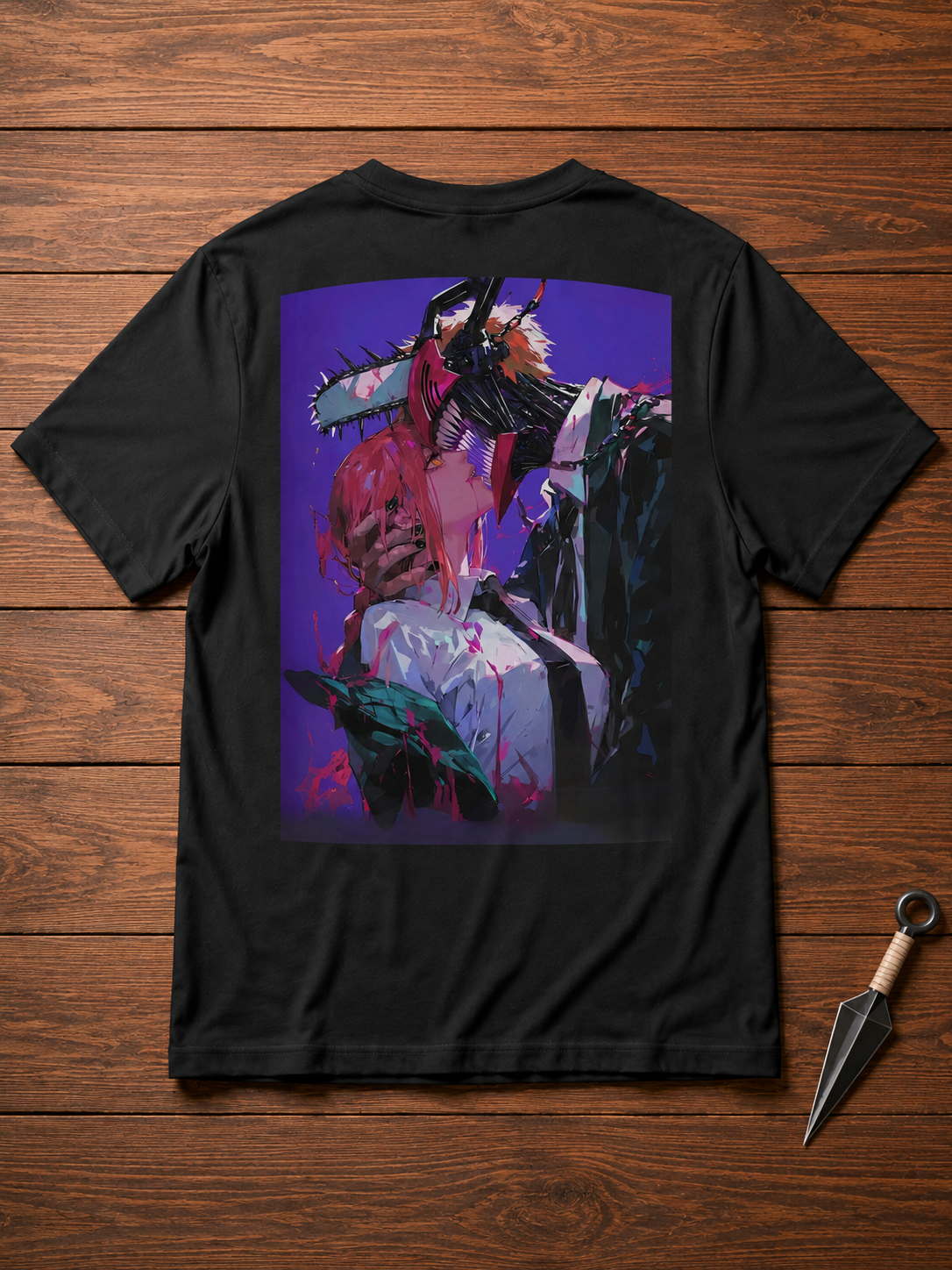 Chainsaw Man Chainsaw Man black T-shirt back flatlay
