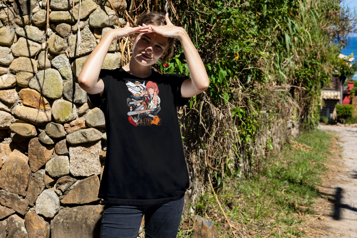 Chainsaw Man Chainsaw Man black T-shirt front model
