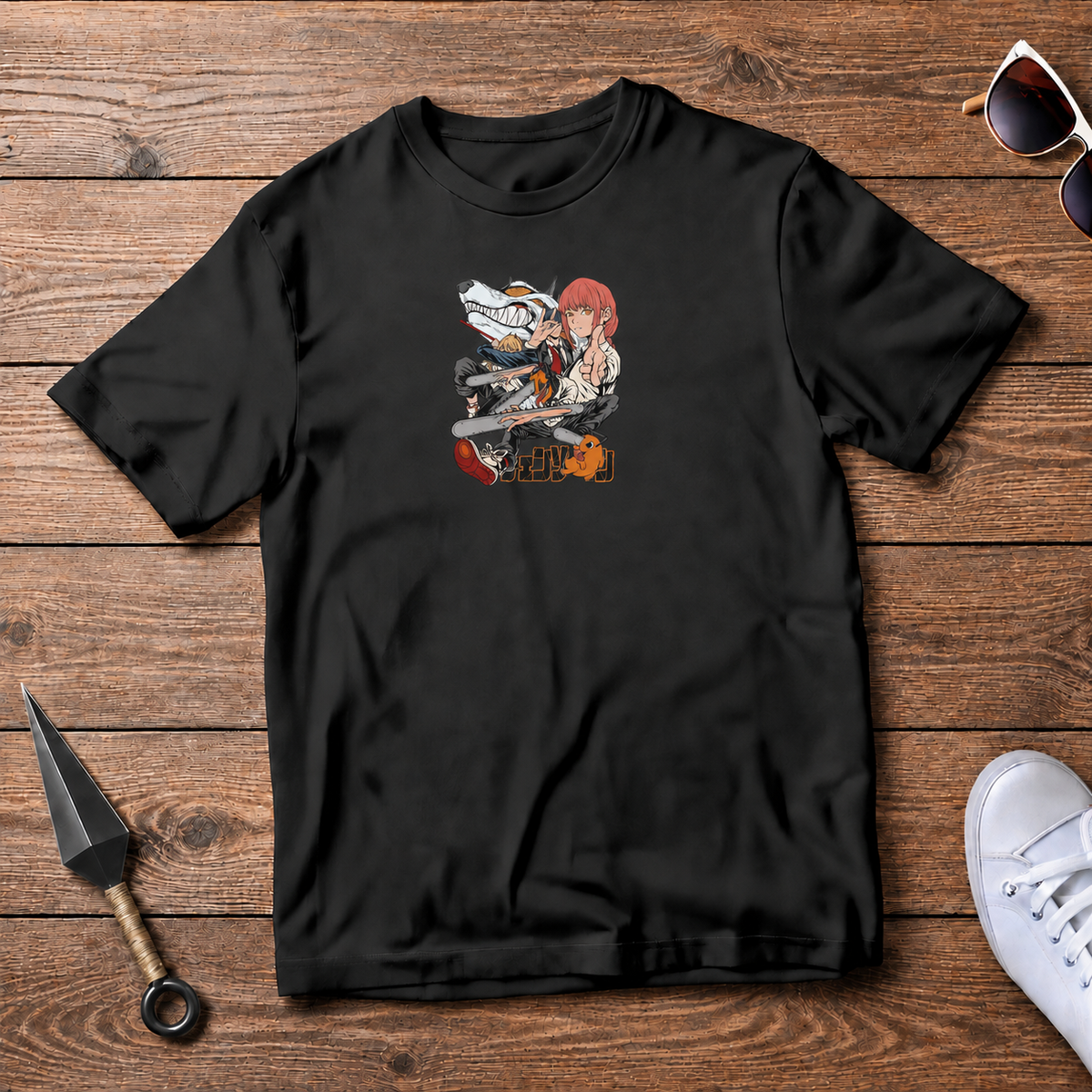 Chainsaw Man Chainsaw Man black T-shirt front flatlay