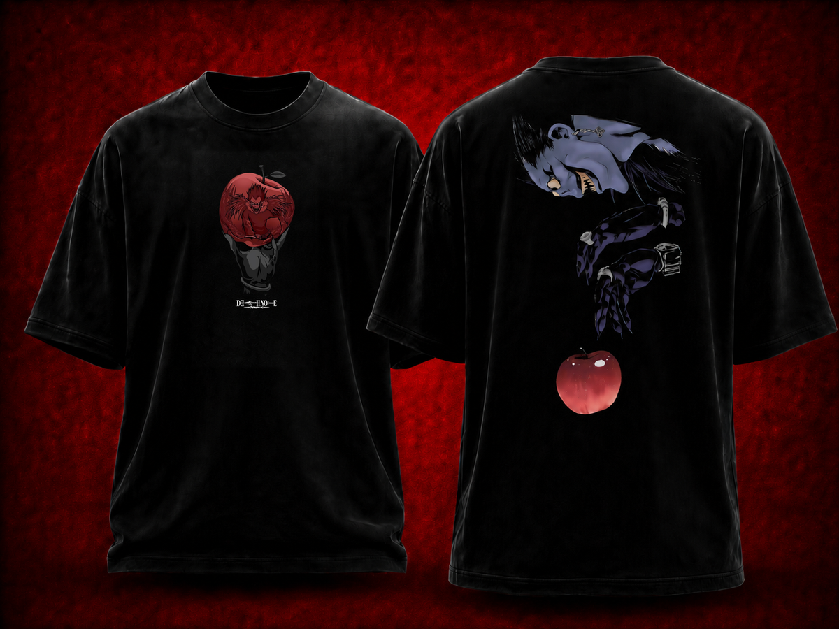 Ryuk Death Note black T-shirt front and back model