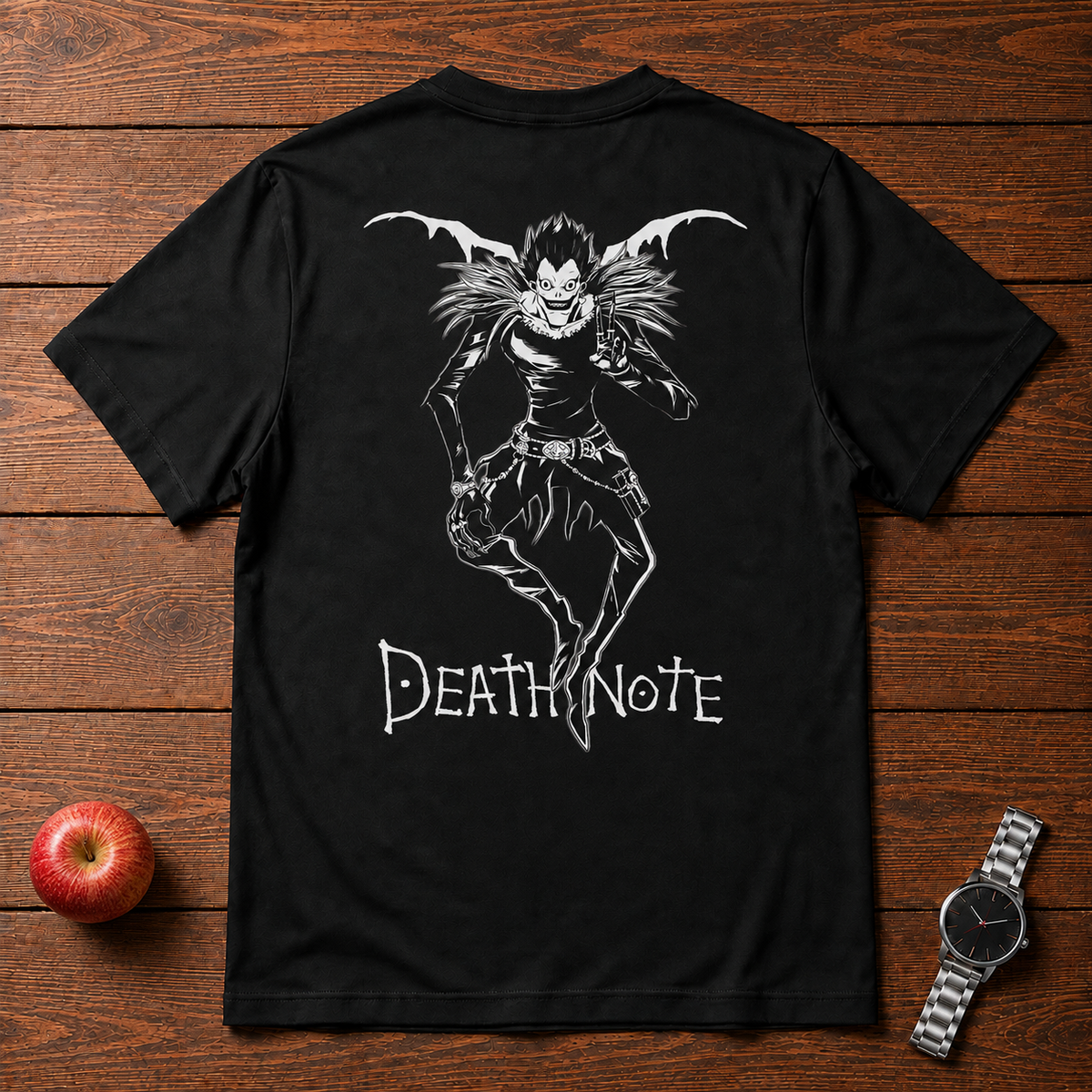 Ryuk Death Note black T-shirt back flatlay