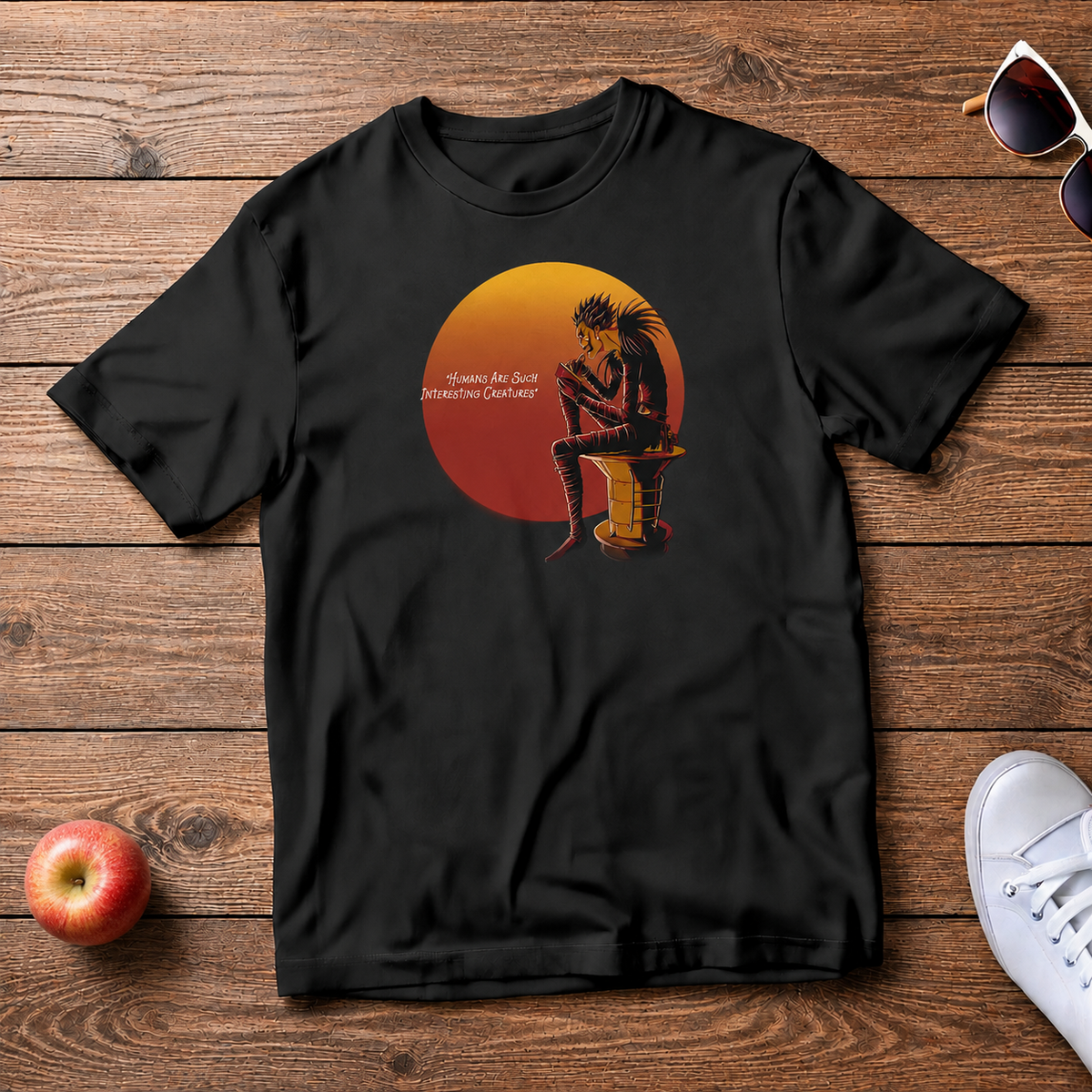 Ryuk Death Note black T-shirt front flatlay