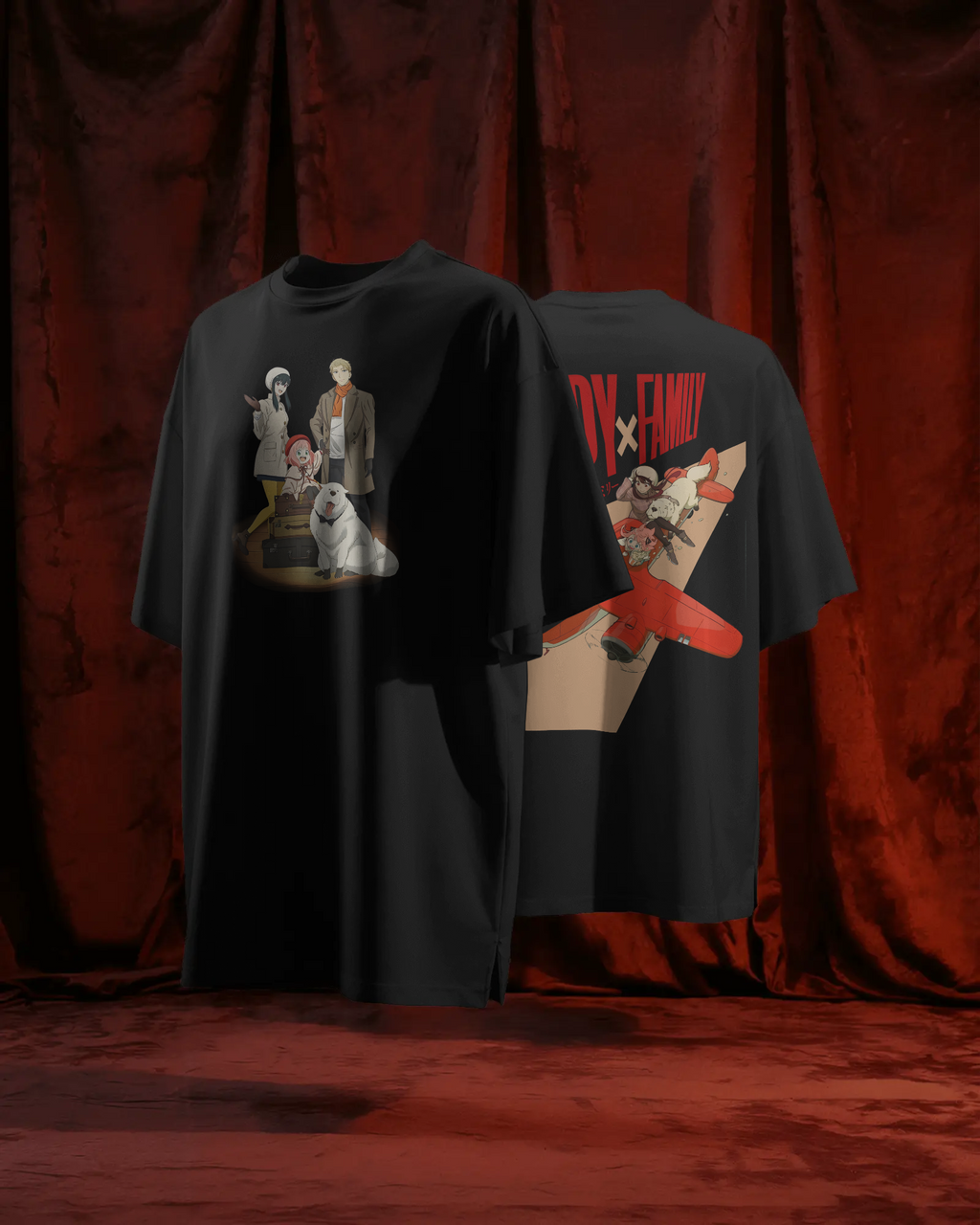 SPY x FAMILY Premium Oversized T-Shirt – Anya & Bond – mockup combo spy family plane 1