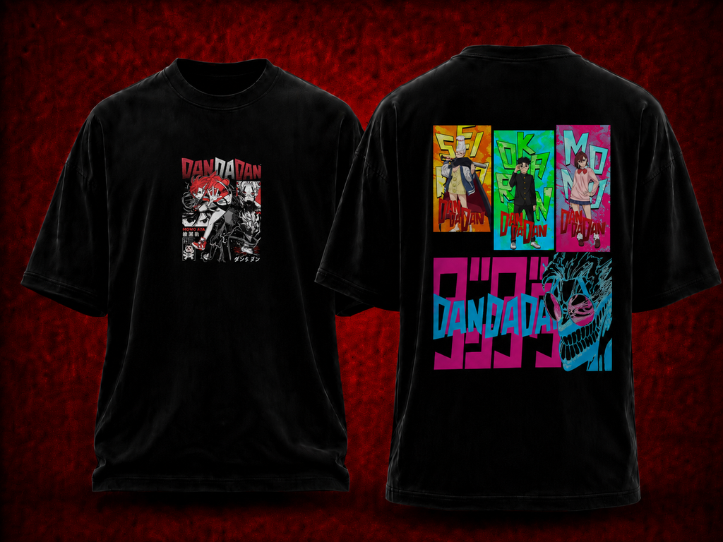 Dandadan Dandadan black T-shirt front and back model