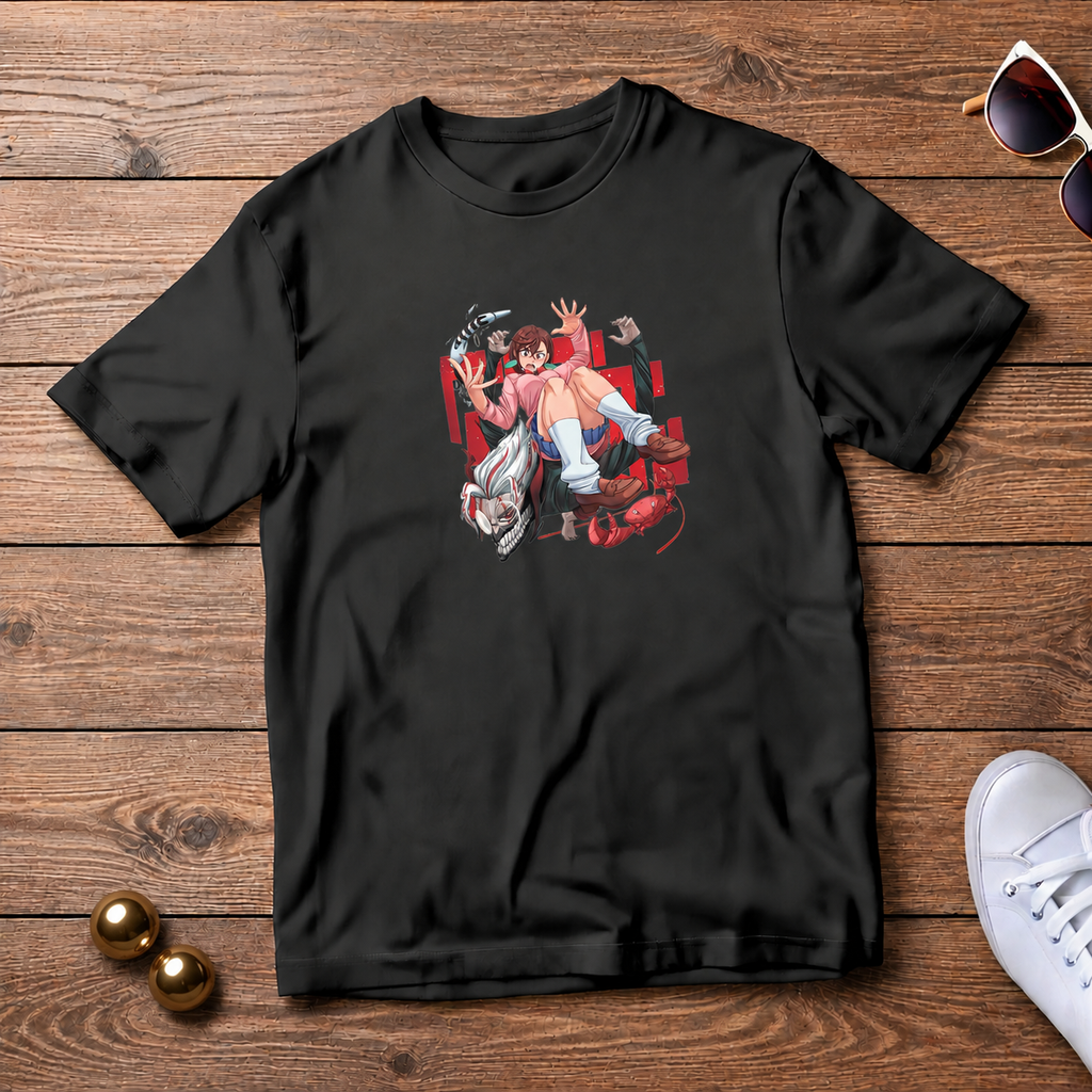 Dandadan Dandadan black T-shirt front flatlay