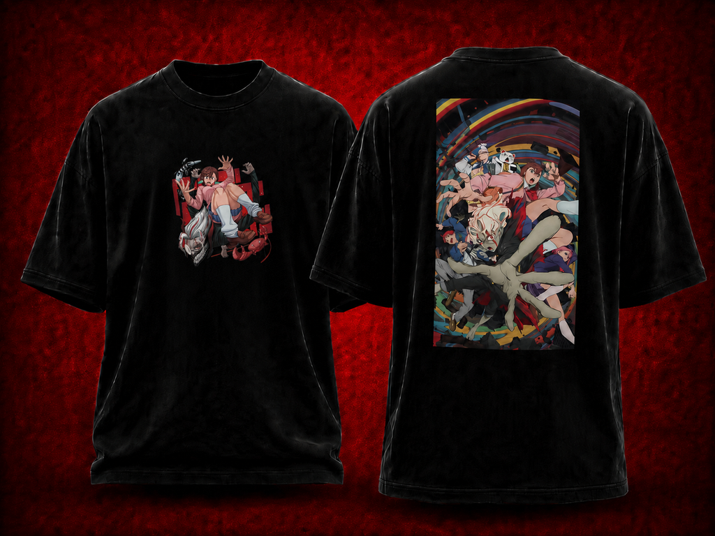 Dandadan Dandadan black T-shirt front and back model