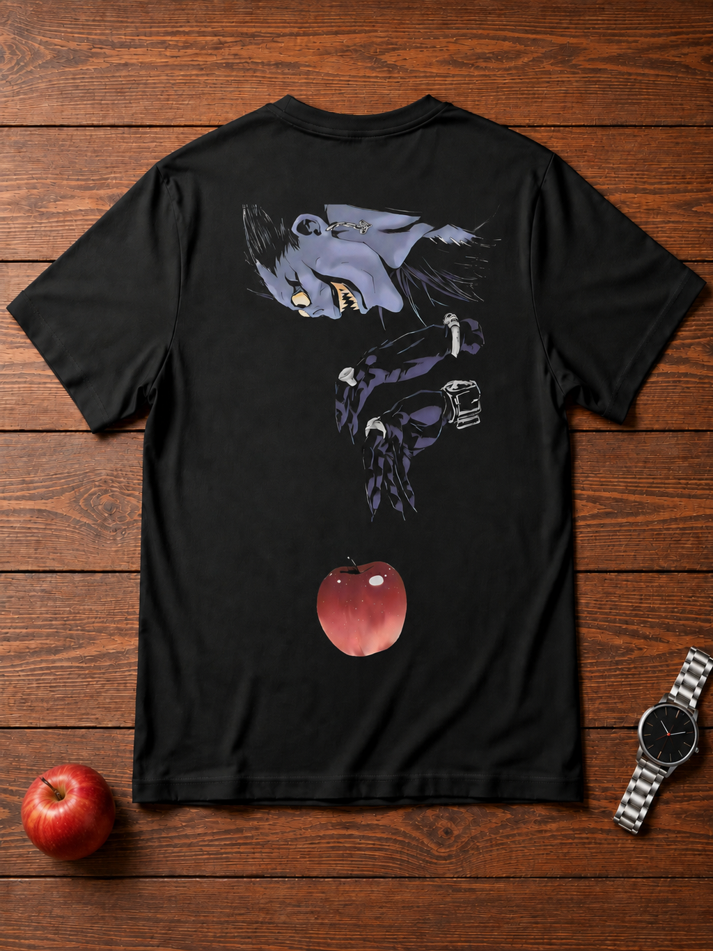 Ryuk Death Note black T-shirt back flatlay