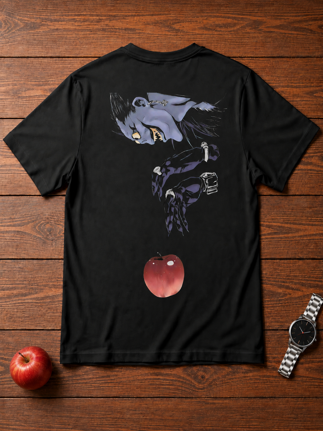 Ryuk Death Note black T-shirt back flatlay