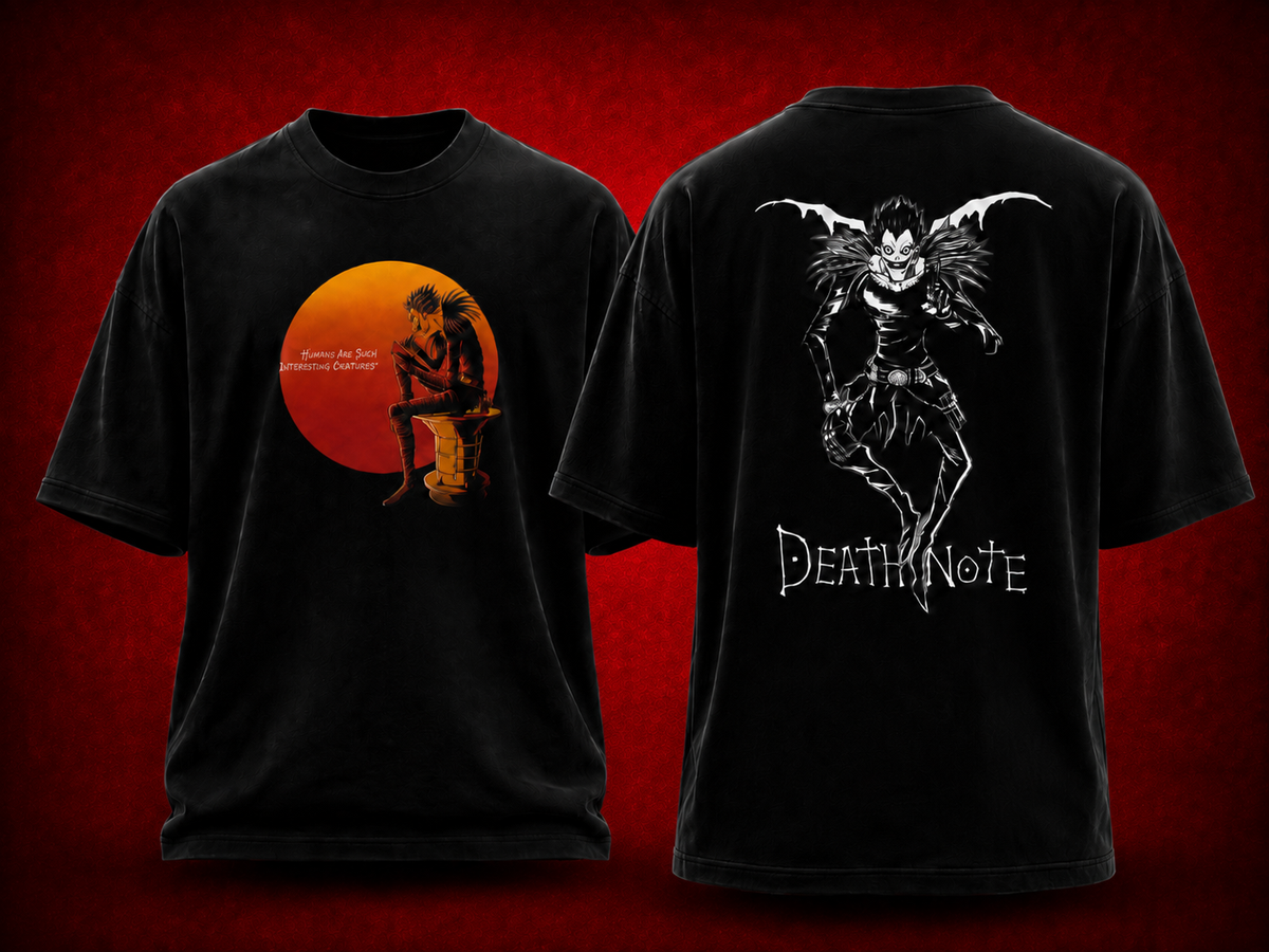 Ryuk Death Note black T-shirt front and back model