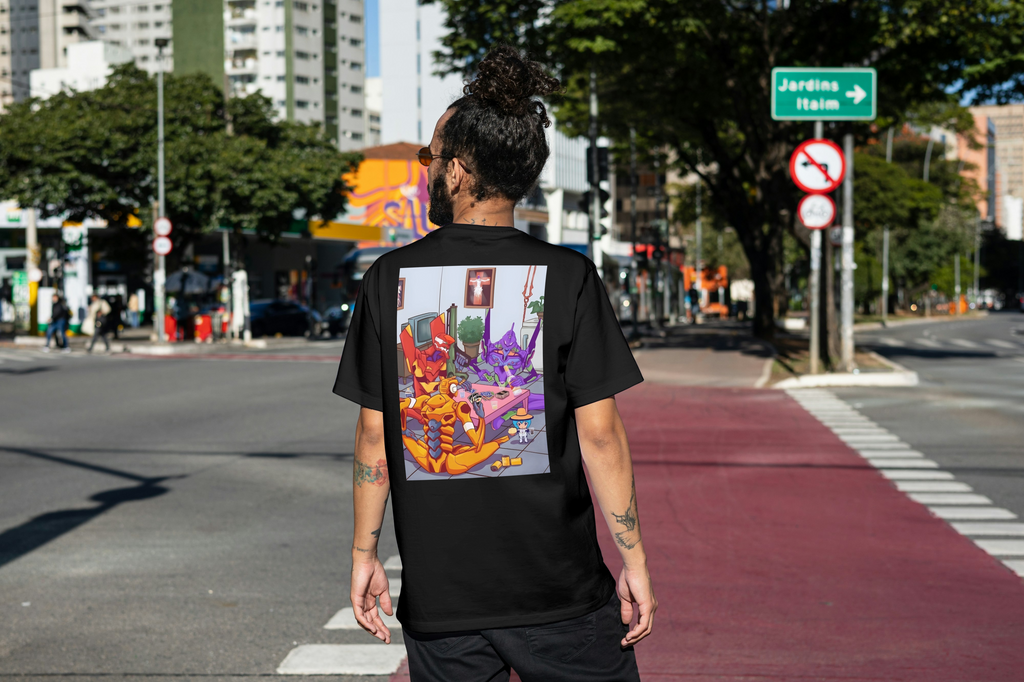 Evangelion Neon Genesis Evangelion black T-shirt back model