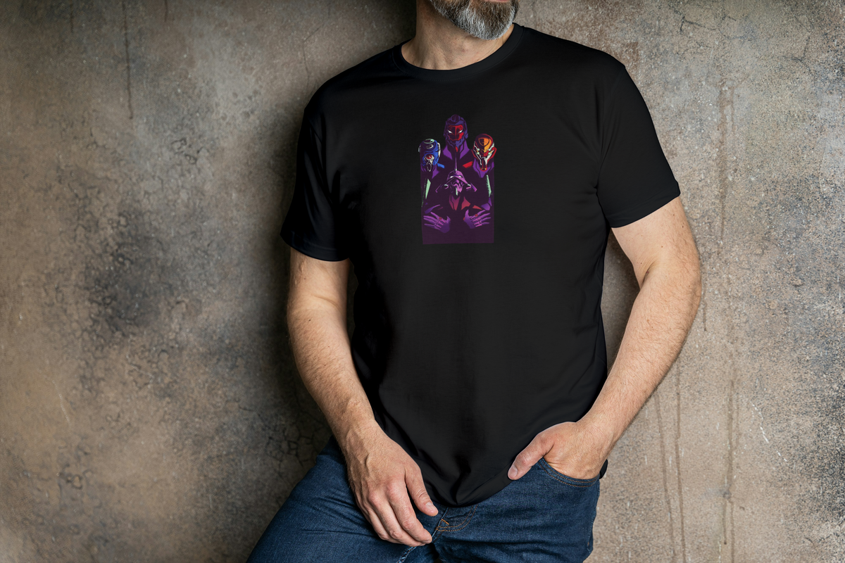 Evangelion Neon Genesis Evangelion black T-shirt front model