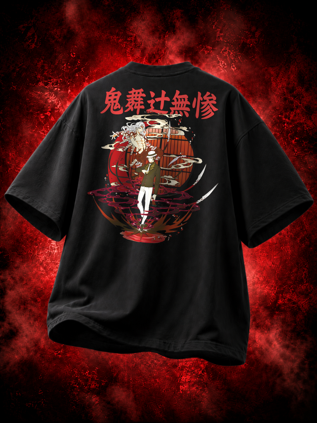 Muzan Kibutsuji Demon Slayer Premium Oversized T-Shirt – mockup fancy Demon Slayer Muzan 1 BACK