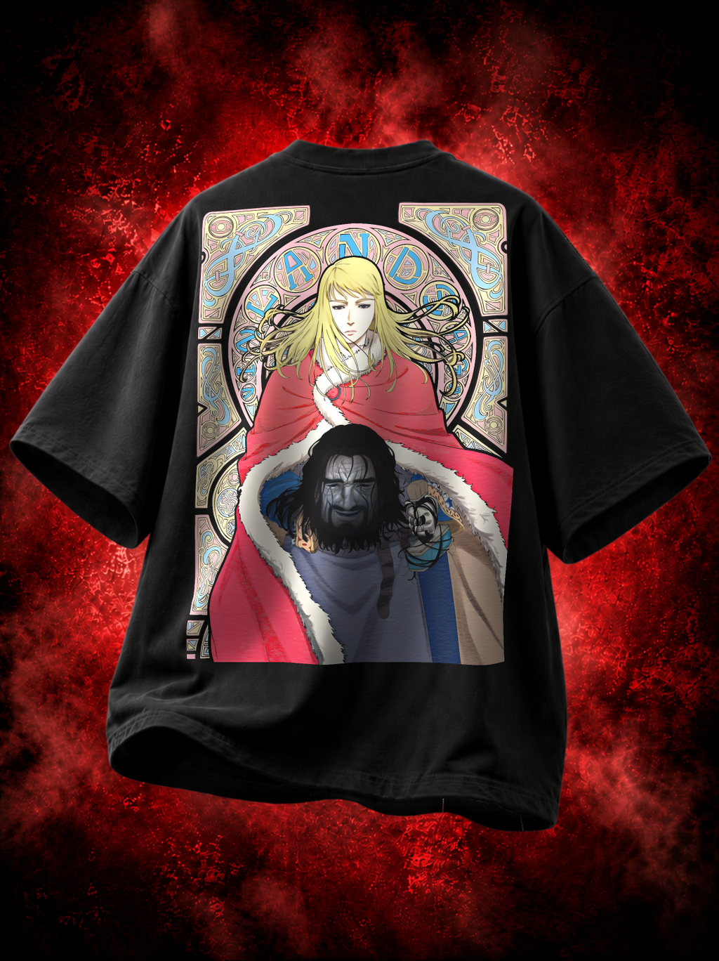 Vinland Saga Premium Oversized T-Shirt – Thorfinn Design – mockup fancy floating Vinland saga 1 BACK