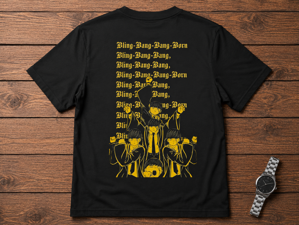 Mash Burnedead Mashle: Magic and Muscles black T-shirt back flatlay