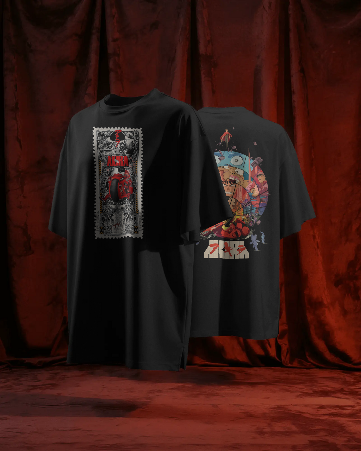 Akira Anime Premium Oversized T-Shirt – Cyberpunk Design – mockup floating Akira 1 combo