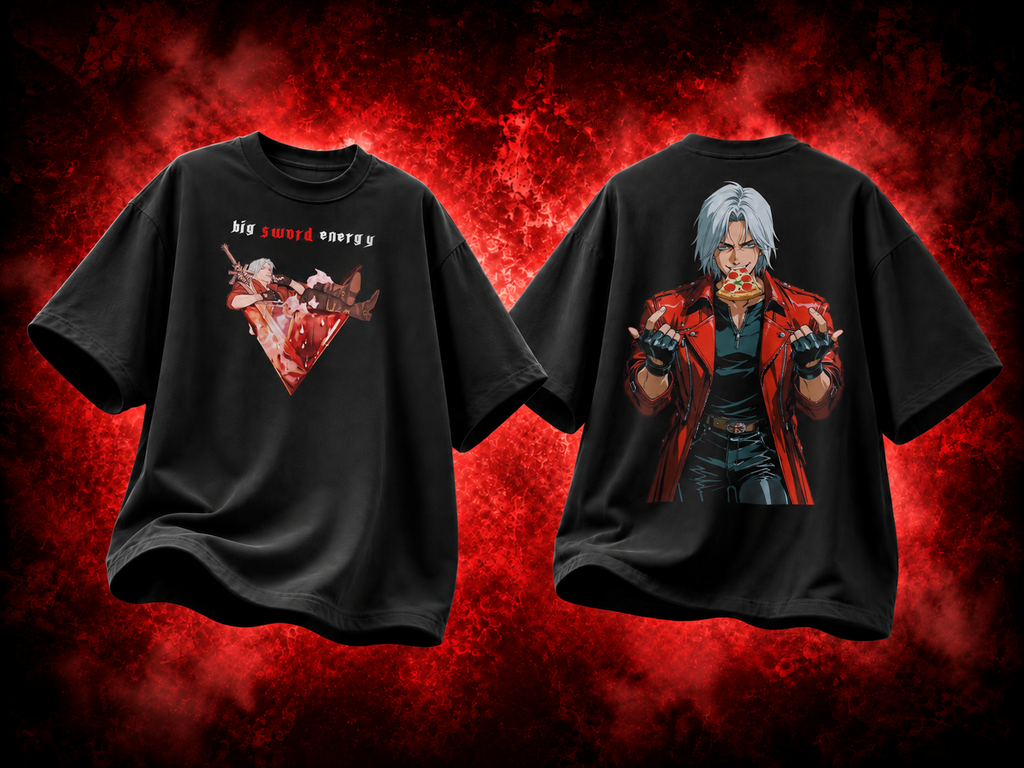 Dante Devil May Cry Premium Oversized T-Shirt – mockup floating DMC dante COMBO