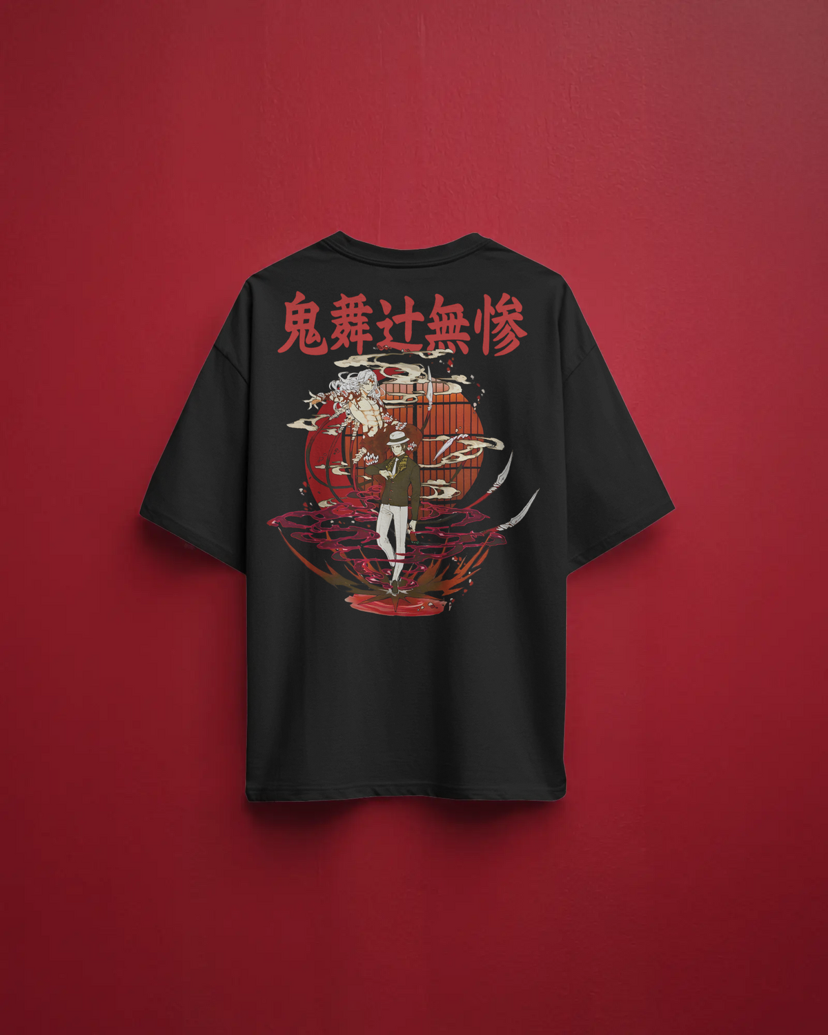 Muzan Kibutsuji Demon Slayer Premium Oversized T-Shirt – mockup floating Demon Slayer Muzan 1 BACK