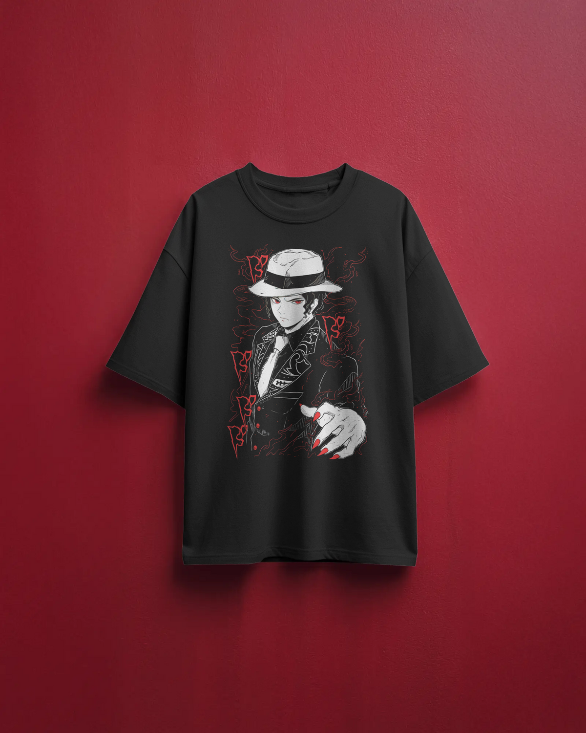 Muzan Kibutsuji Demon Slayer Premium Oversized T-Shirt – mockup floating Demon Slayer Muzan 1 FRONT