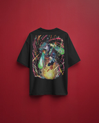 Denji & Reze Chainsaw Man Premium Oversized T-Shirt – Action Design – mockup floating chainsaw man denji reze action 2 BACK