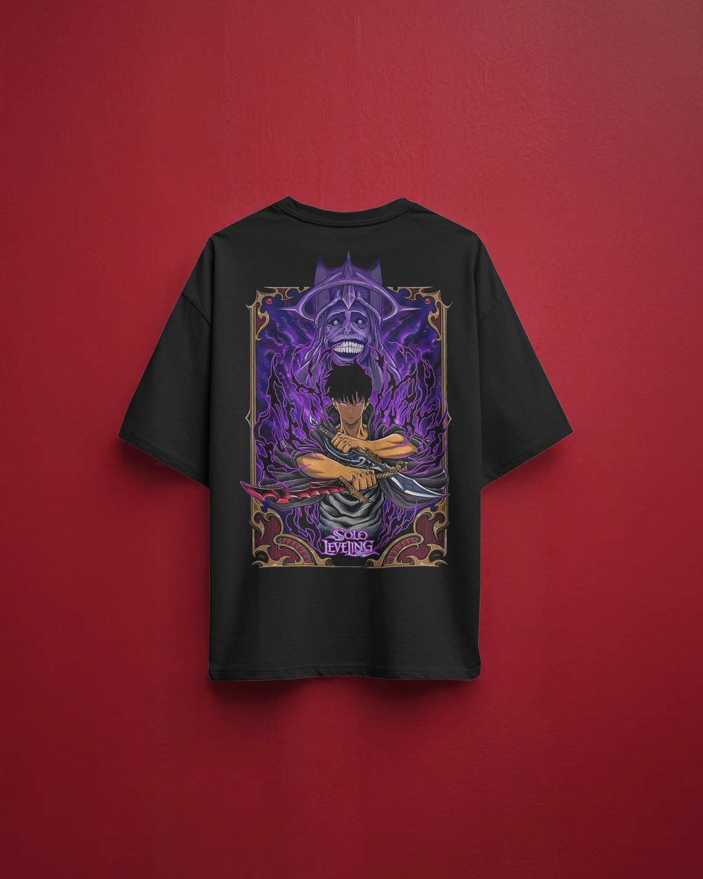 Sung Jinwoo Solo Leveling Premium Oversized T-Shirt – System Design – mockup floating solo leveling small 2 BACK