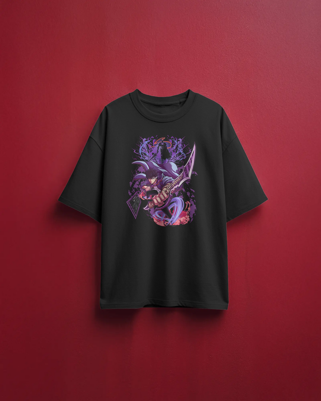 Sung Jinwoo Solo Leveling Premium Oversized T-Shirt – System Design – mockup floating solo leveling small 2 FRONT