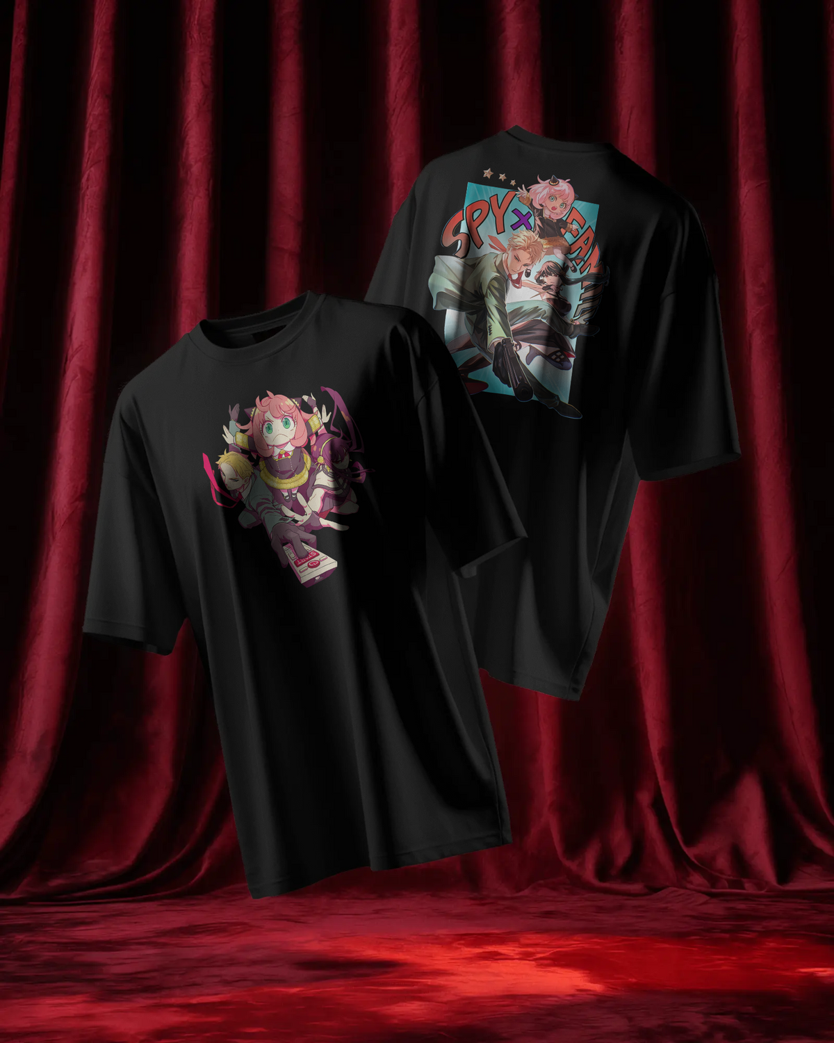 SPY x FAMILY Premium Oversized T-Shirt – Loid, Anya & Yor – mockup floating spy family 2 combo
