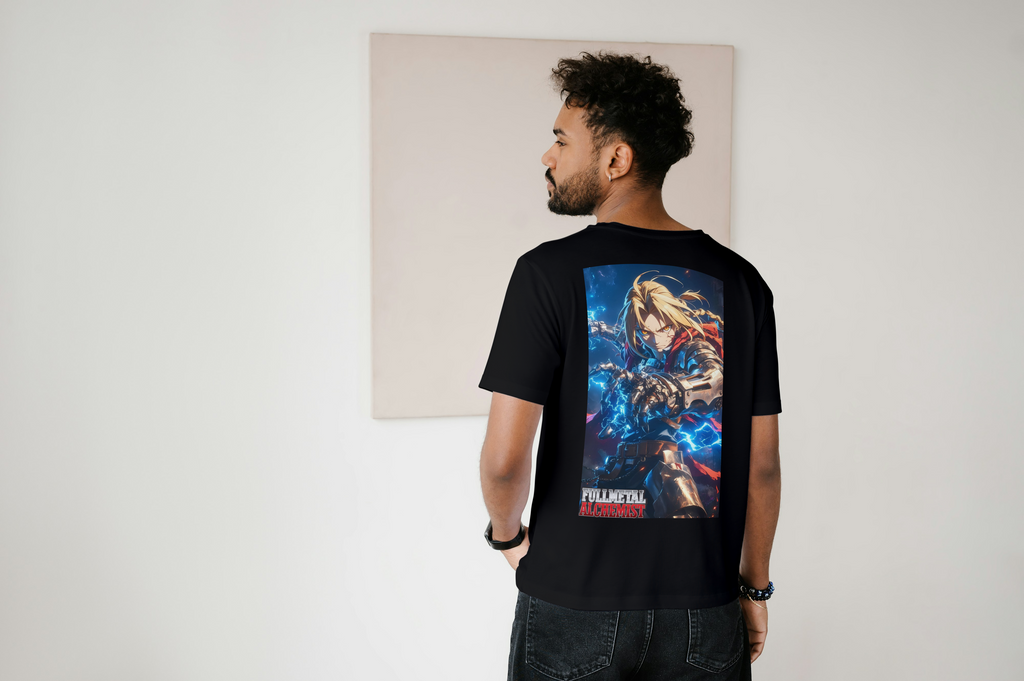 Edward Elric Fullmetal Alchemist black T-shirt back model