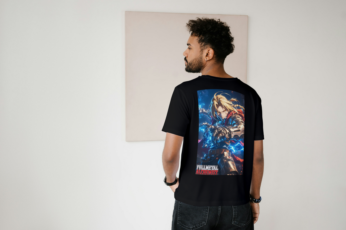 Edward Elric Fullmetal Alchemist black T-shirt back model