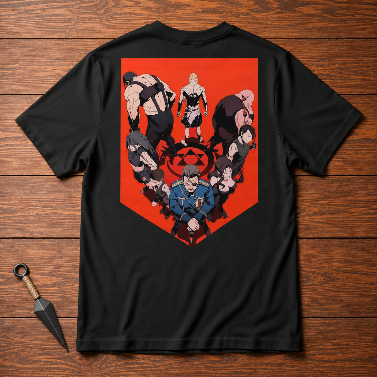 Homunculi Fullmetal Alchemist black T-shirt back flatlay