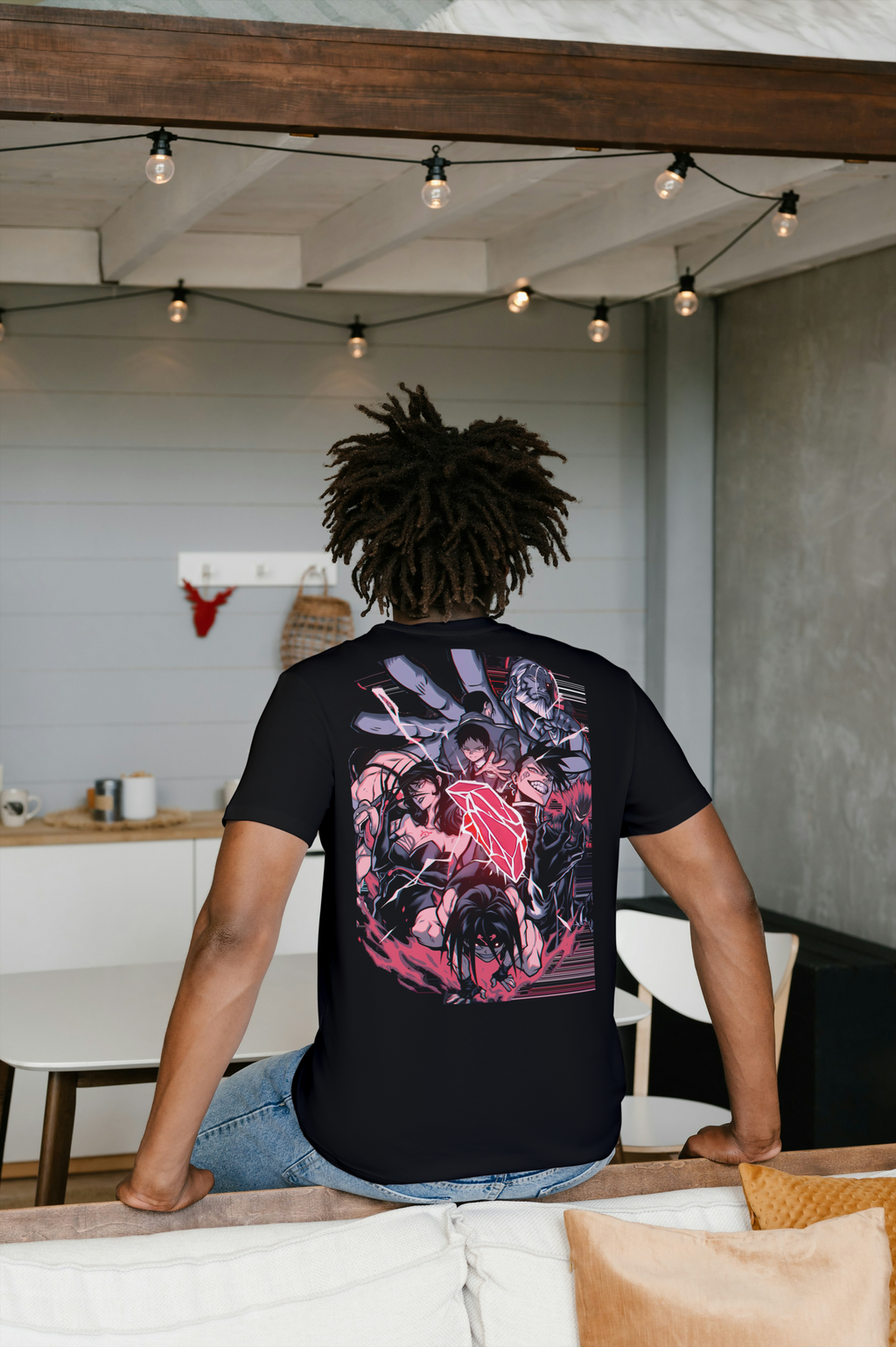 Homunculi Fullmetal Alchemist black T-shirt back model