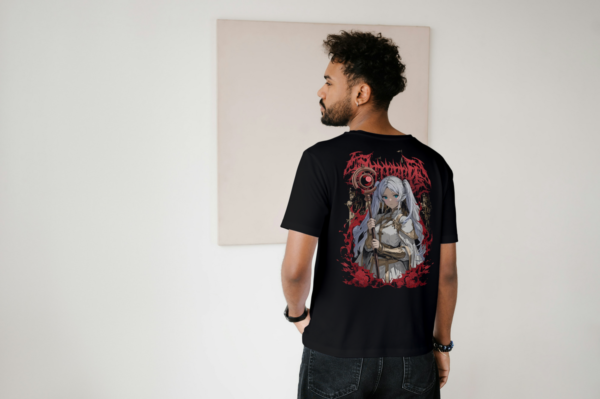 Frieren Frieren: Beyond Journey's End black T-shirt back model