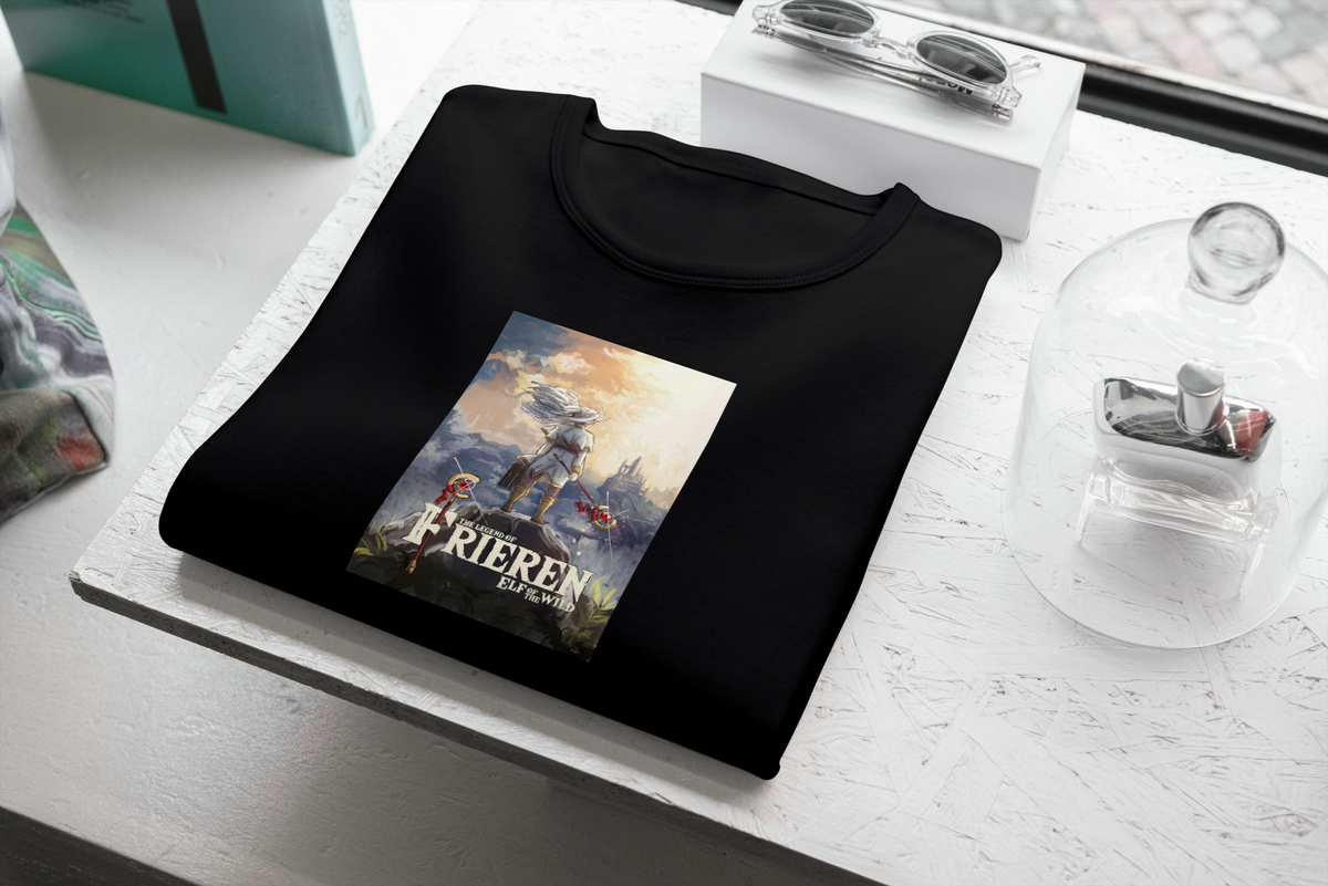 Frieren Frieren: Beyond Journey's End black T-shirt front flatlay