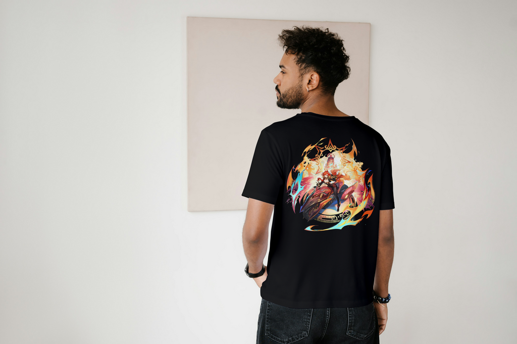 Mavuika Genshin Impact black T-shirt back model