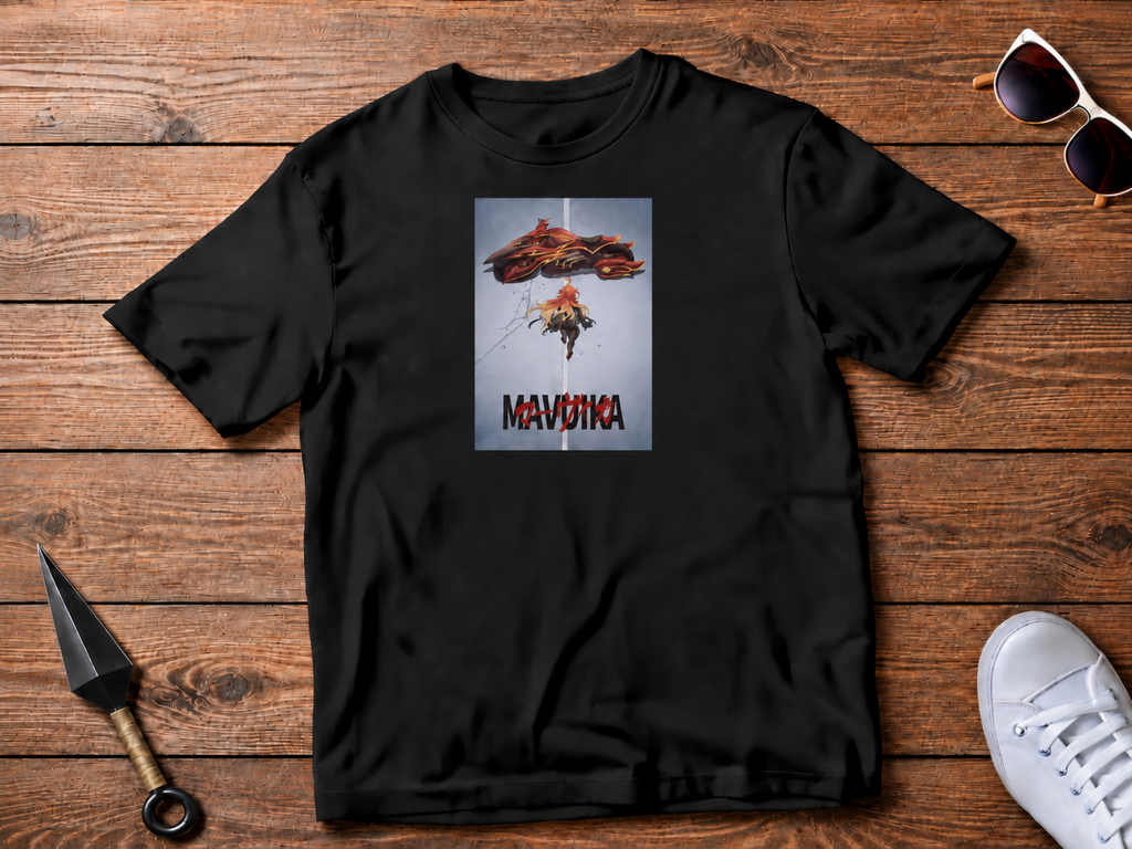 Mavuika Genshin Impact black T-shirt front flatlay