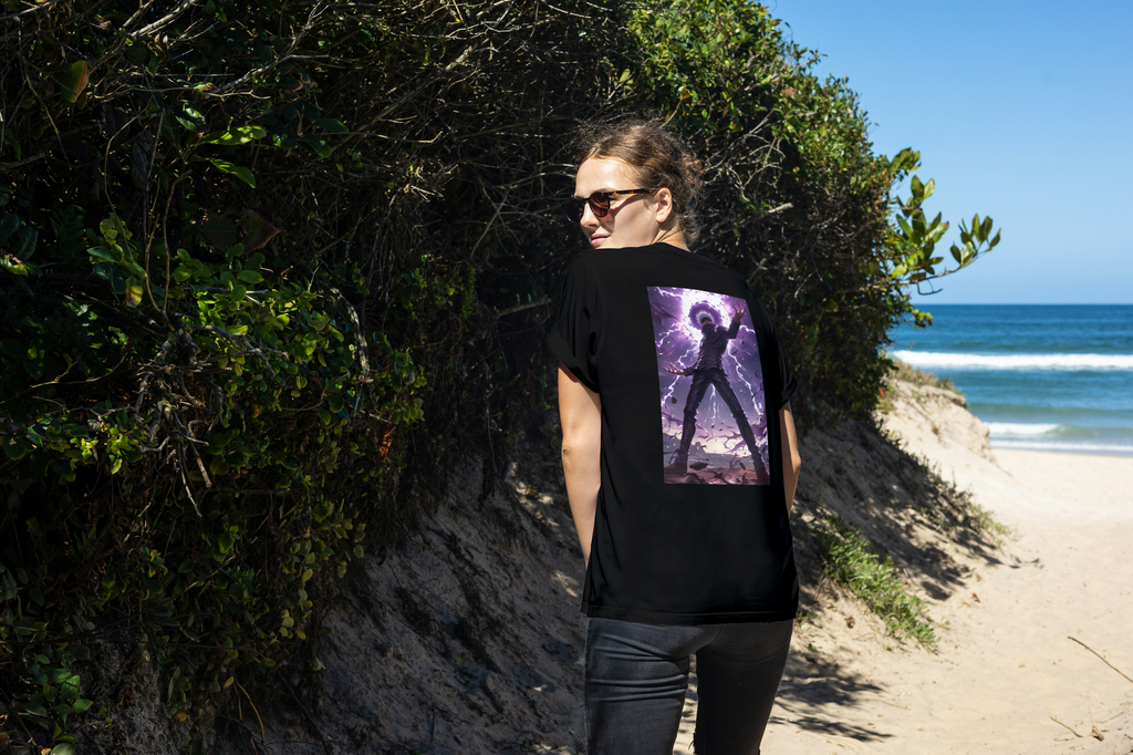 Gojo Satoru Jujutsu Kaisen black T-shirt back model