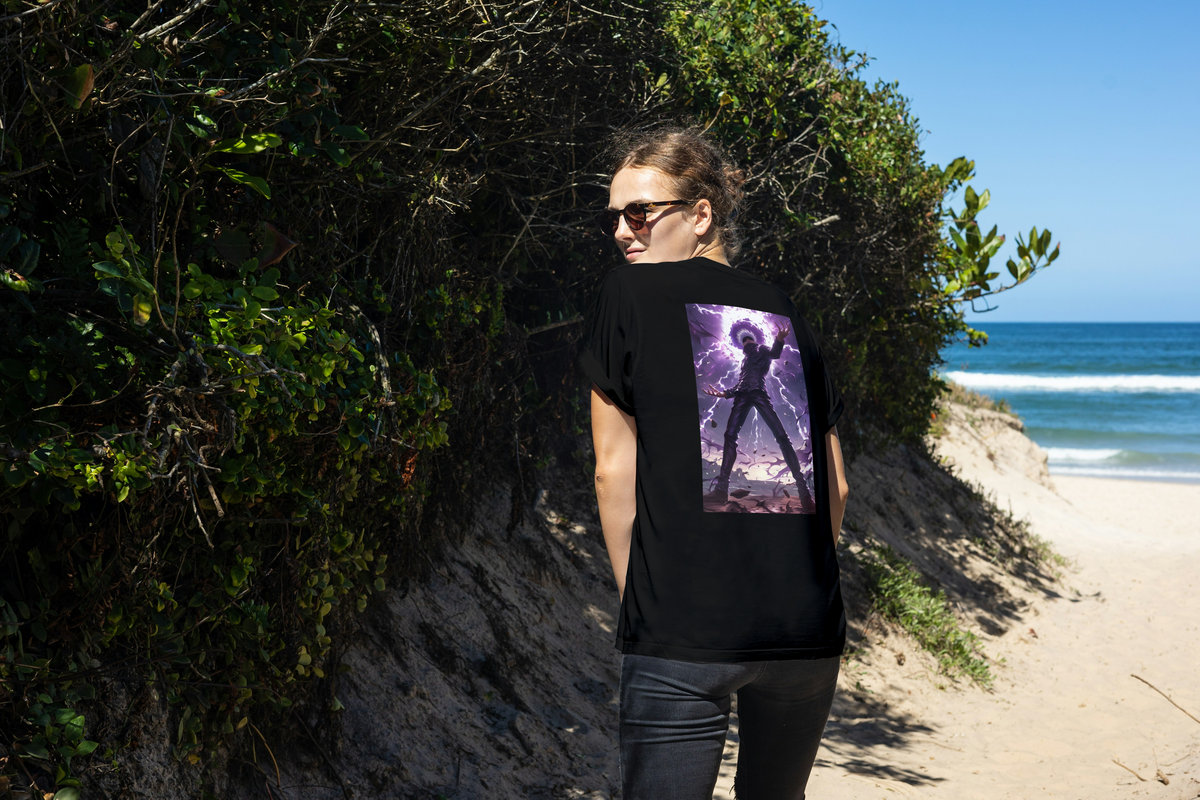 Gojo Satoru Jujutsu Kaisen black T-shirt back model