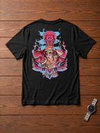 Ryomen Sukuna Jujutsu Kaisen black T-shirt back flatlay