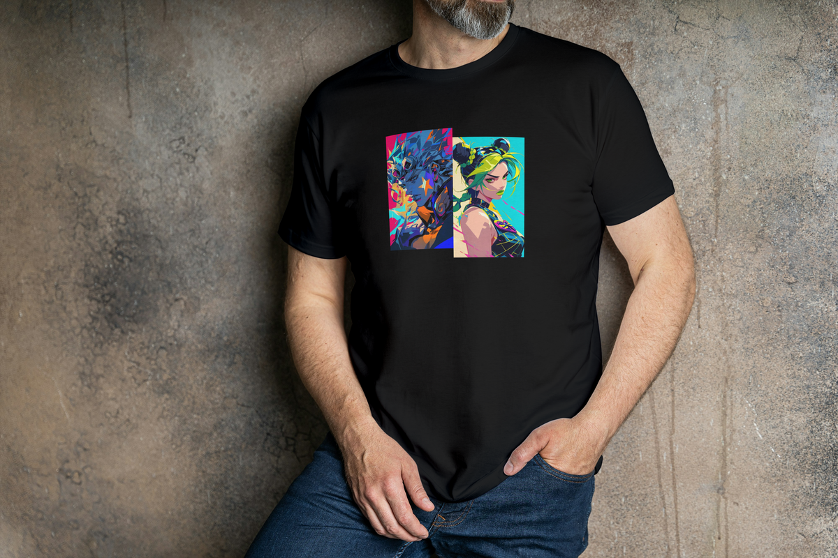 JoJo's Bizarre Adventure JoJo's Bizarre Adventure black T-shirt front model