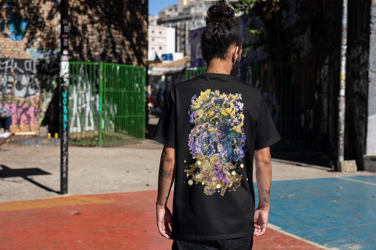 JoJo's Bizarre Adventure JoJo's Bizarre Adventure black T-shirt back model