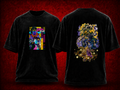 JoJo's Bizarre Adventure JoJo's Bizarre Adventure black T-shirt front and back model