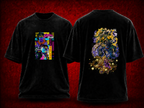 JoJo's Bizarre Adventure JoJo's Bizarre Adventure black T-shirt front and back model