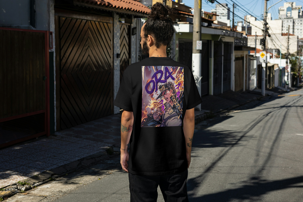 JoJo's Bizarre Adventure JoJo's Bizarre Adventure black T-shirt back model
