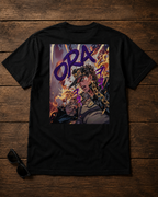 JoJo's Bizarre Adventure JoJo's Bizarre Adventure black T-shirt back flatlay