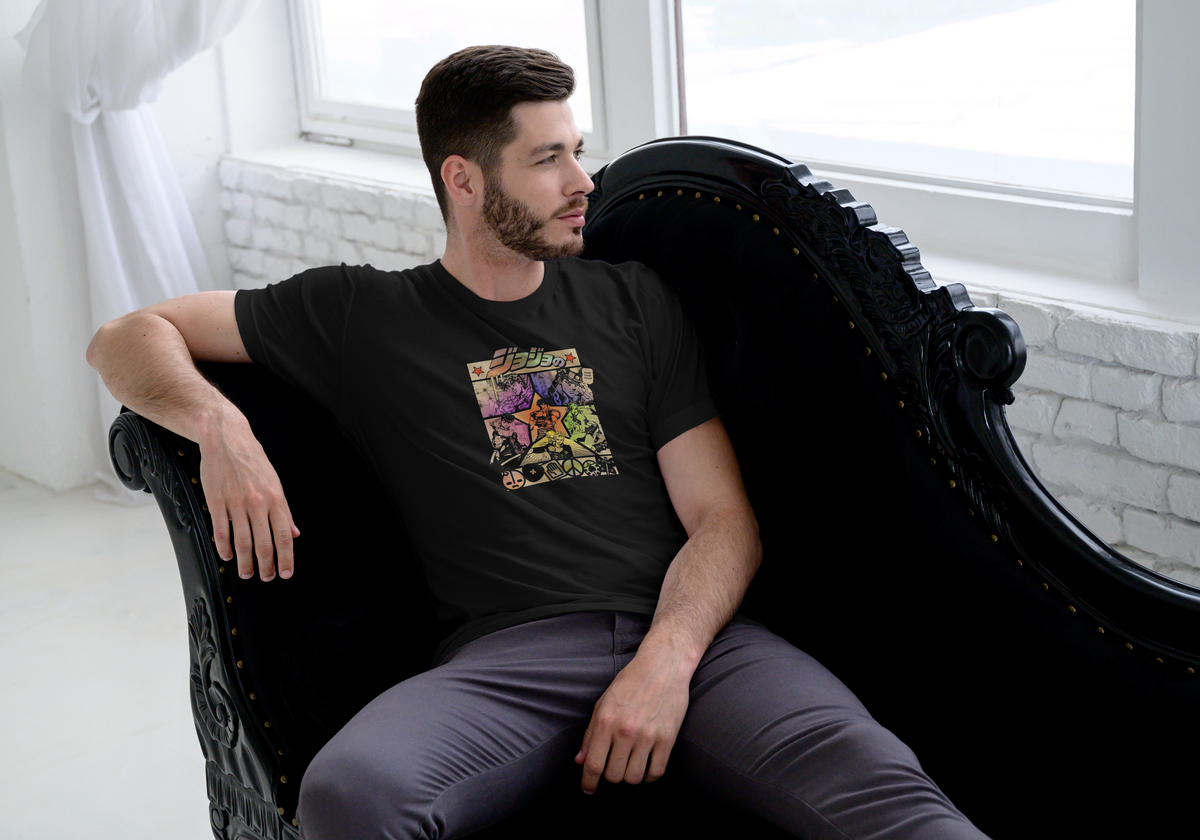 JoJo's Bizarre Adventure JoJo's Bizarre Adventure black T-shirt front model