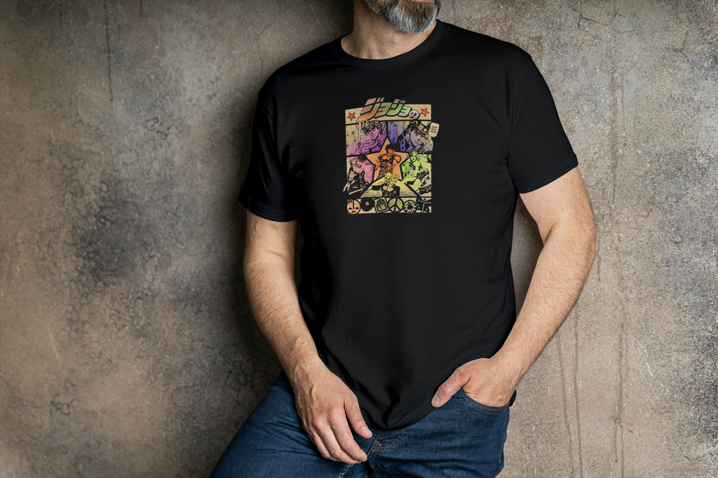 JoJo's Bizarre Adventure JoJo's Bizarre Adventure black T-shirt front model