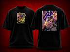 JoJo's Bizarre Adventure JoJo's Bizarre Adventure black T-shirt front and back model