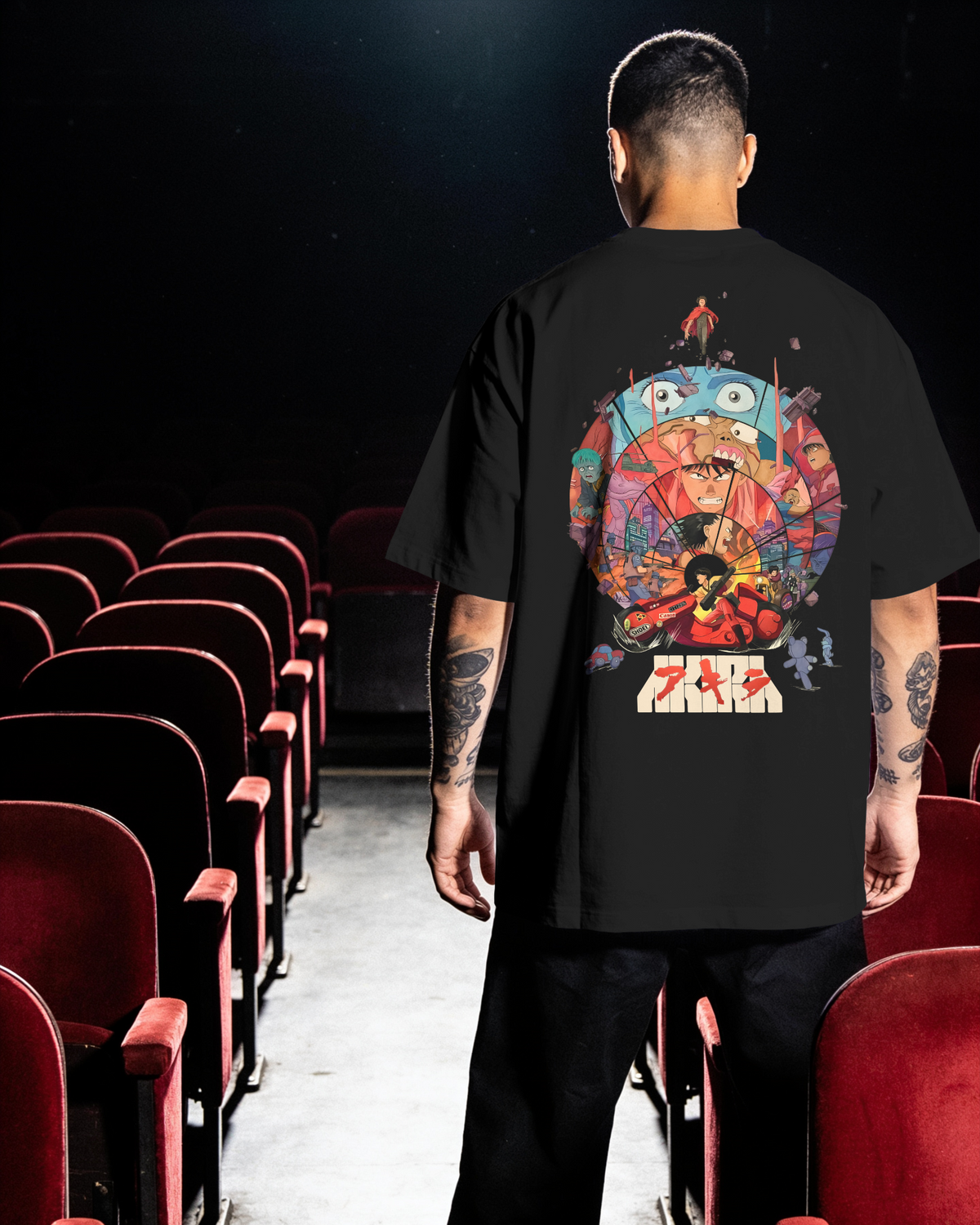 Akira Anime Premium Oversized T-Shirt – Cyberpunk Design – mockup lifestyle Akira 1 BACK